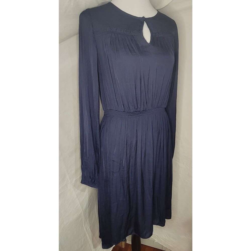 Simply Vera Wang Dress Womens Small Navy Blue V Neck Long Sleeve Stretch Casual